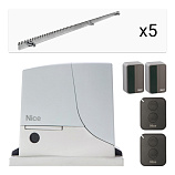 картинка Комплект привода Nice ROX600KLT + 5 зубчатых реек + фотоэлементы, для откатных ворот магазин Ворота с кнопкой