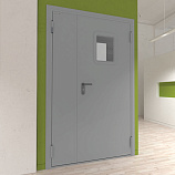 картинка Дверь DoorHan DTO1, техническая, 2-створчатая, остекленная магазин Ворота с кнопкой являющийся официальным дистрибьютором в России 