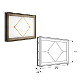 Картинка Окно акриловое DoorHan DH85629 со вставкой в форме ромба для панелей толщиной 40 мм со структурой «Филенка» и двойным стеклом (белое) / Интернет-магазин "Ворота с кнопкой"