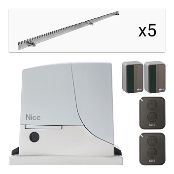 Комплект привода Nice ROX600KLT + 5 зубчатых реек + фотоэлементы, для откатных ворот_s_