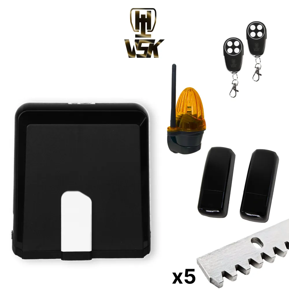 Комплект автоматики 24В для откатных ворот VSK - VS1000DC.M.KIT4 (привод, пульты д/у, фотоэлементы, сигнальная лампа, комплект зубчатых реек)